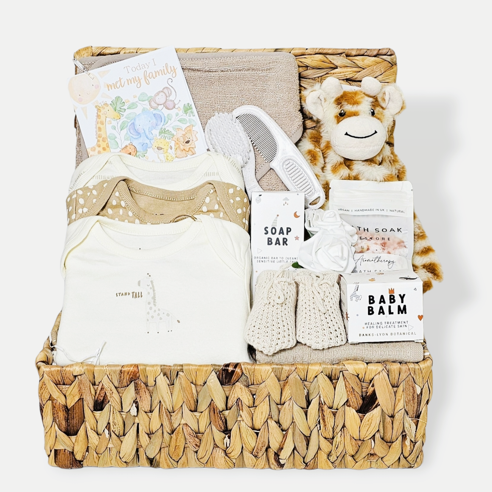 Neutral baby gift hamper by Ema and Boo