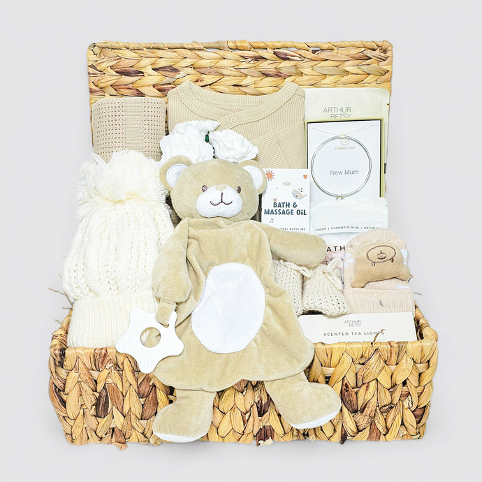 New Mum and Baby Hamper with baby gifts and mum treats