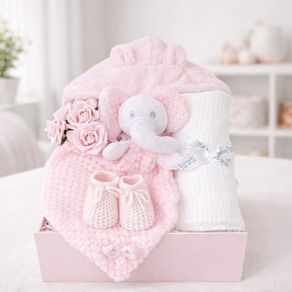 Newborn baby hamper pink elephant gift box