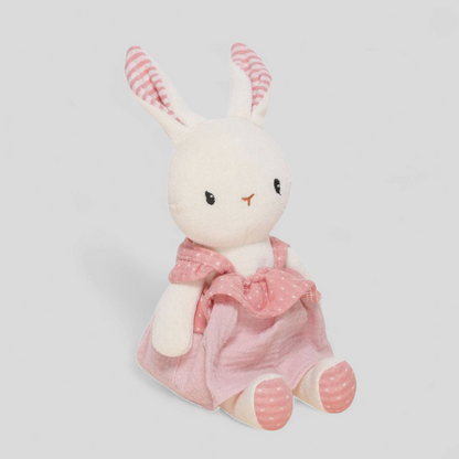 Organic Plush rabbit toy with pink dress 