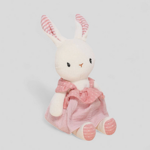 Organic Plush rabbit toy with pink dress 