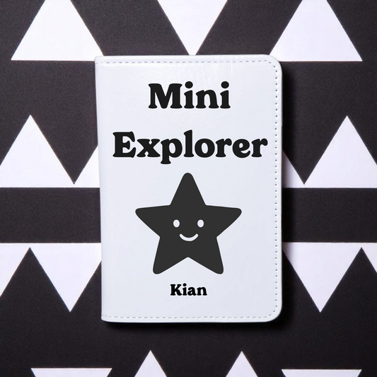 Personalised Passport Cover – Black Star | Custom Baby Gift