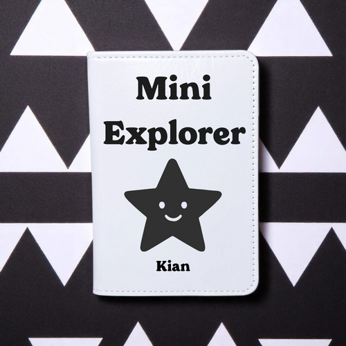 Personalised Passport Cover – Black Star | Custom Baby Gift