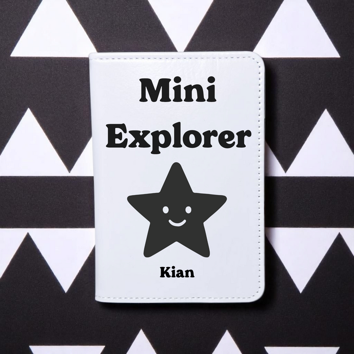 Personalised Passport Cover – Black Star | Custom Baby Gift