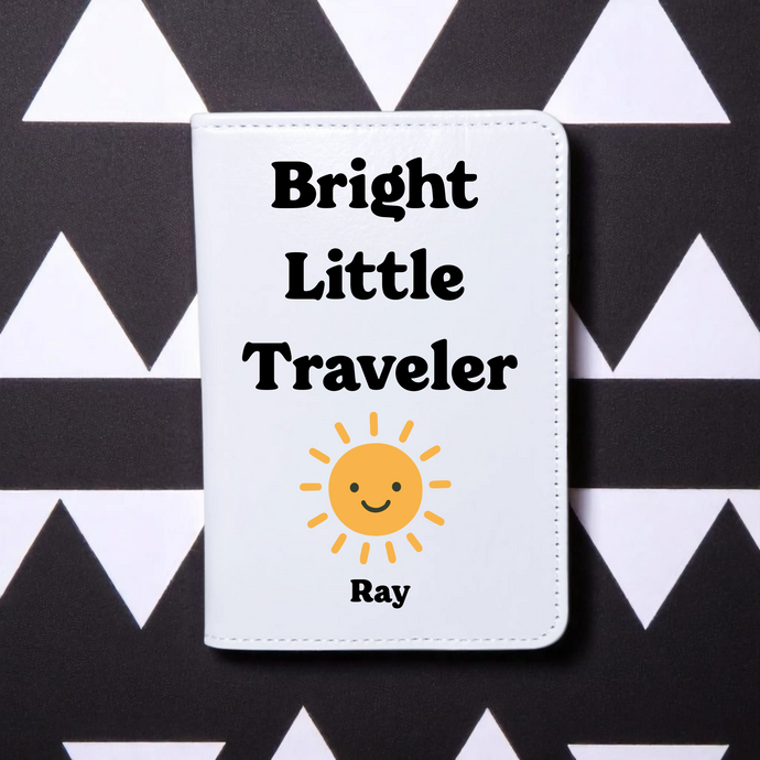 Personalised Passport Cover – Yellow Sun | Custom Baby Travel Wallet