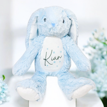 Load image into Gallery viewer, Personalised Blue Plush Bunny - New born Gifts
