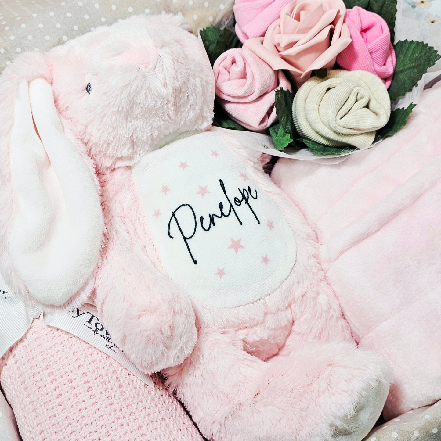 Star-Themed Personalised Pink Plush Bunny