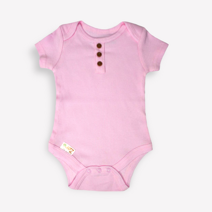 Envelope Neck Ribbed Bodysuit 0-3 Months, Pink