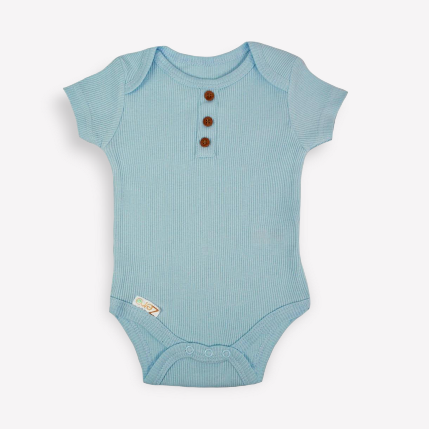 Envelope Neck Ribbed Bodysuit 0-3 Months, Light Blue