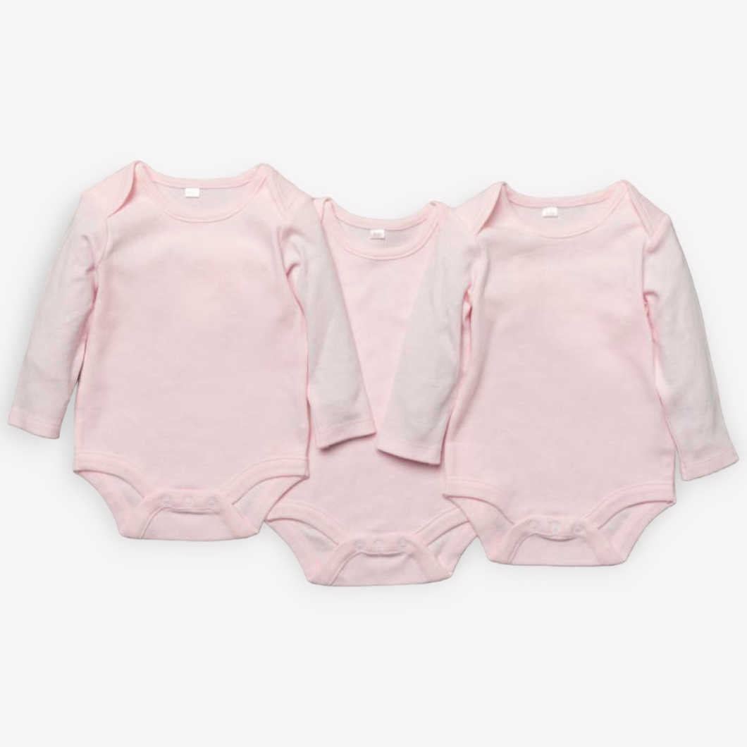 Pink 3 Pack Long Sleeve Bodysuits