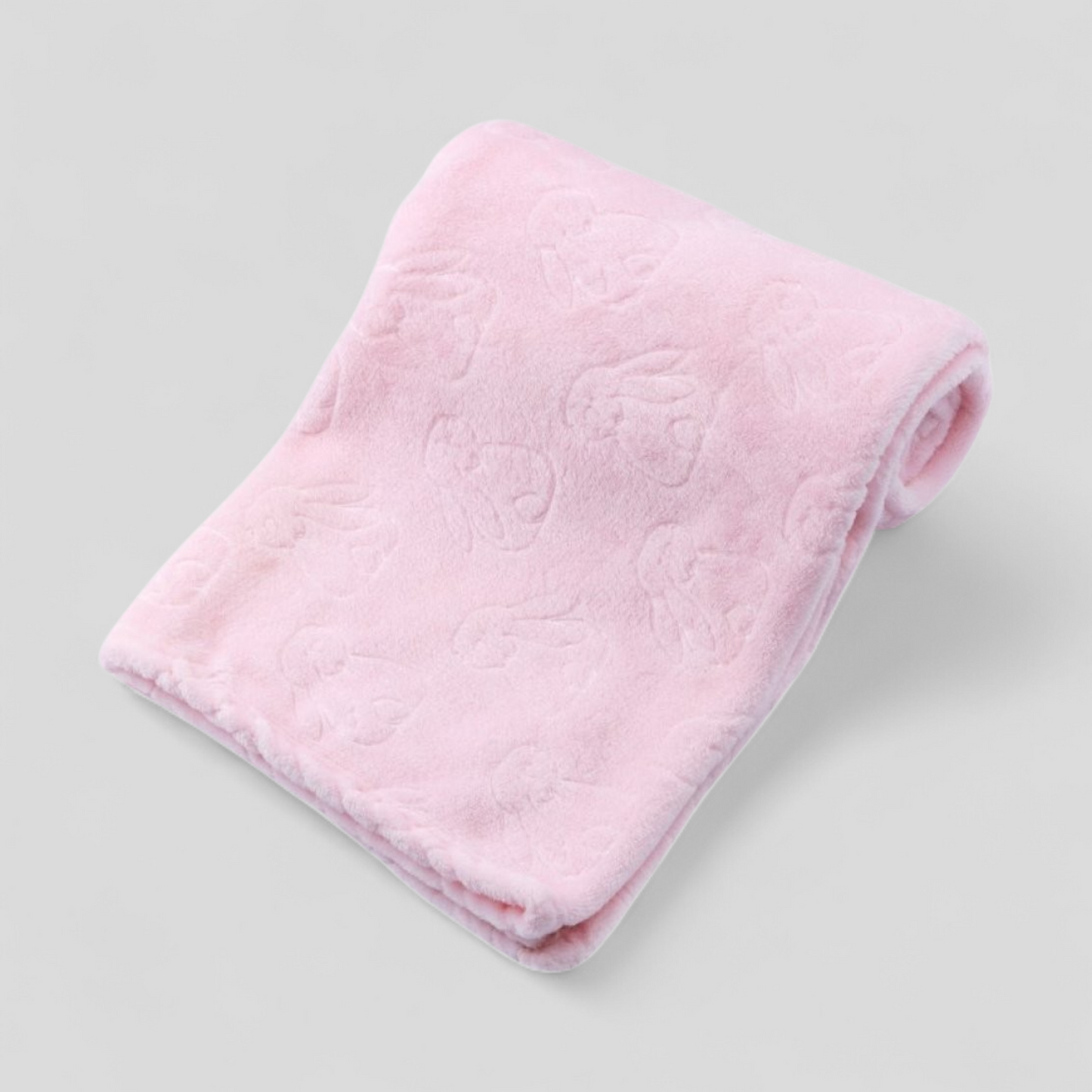 Pink Bunny Embossed Plush Baby Banket