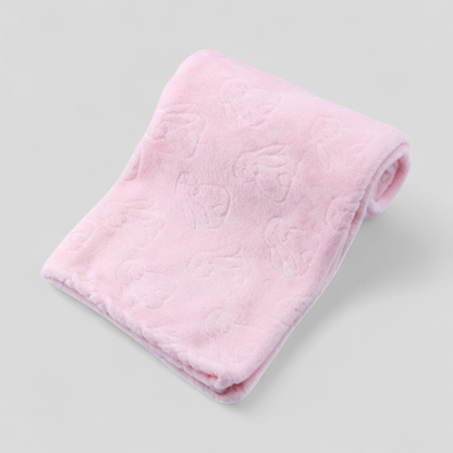 Pink Bunny Embossed Plush Baby Banket