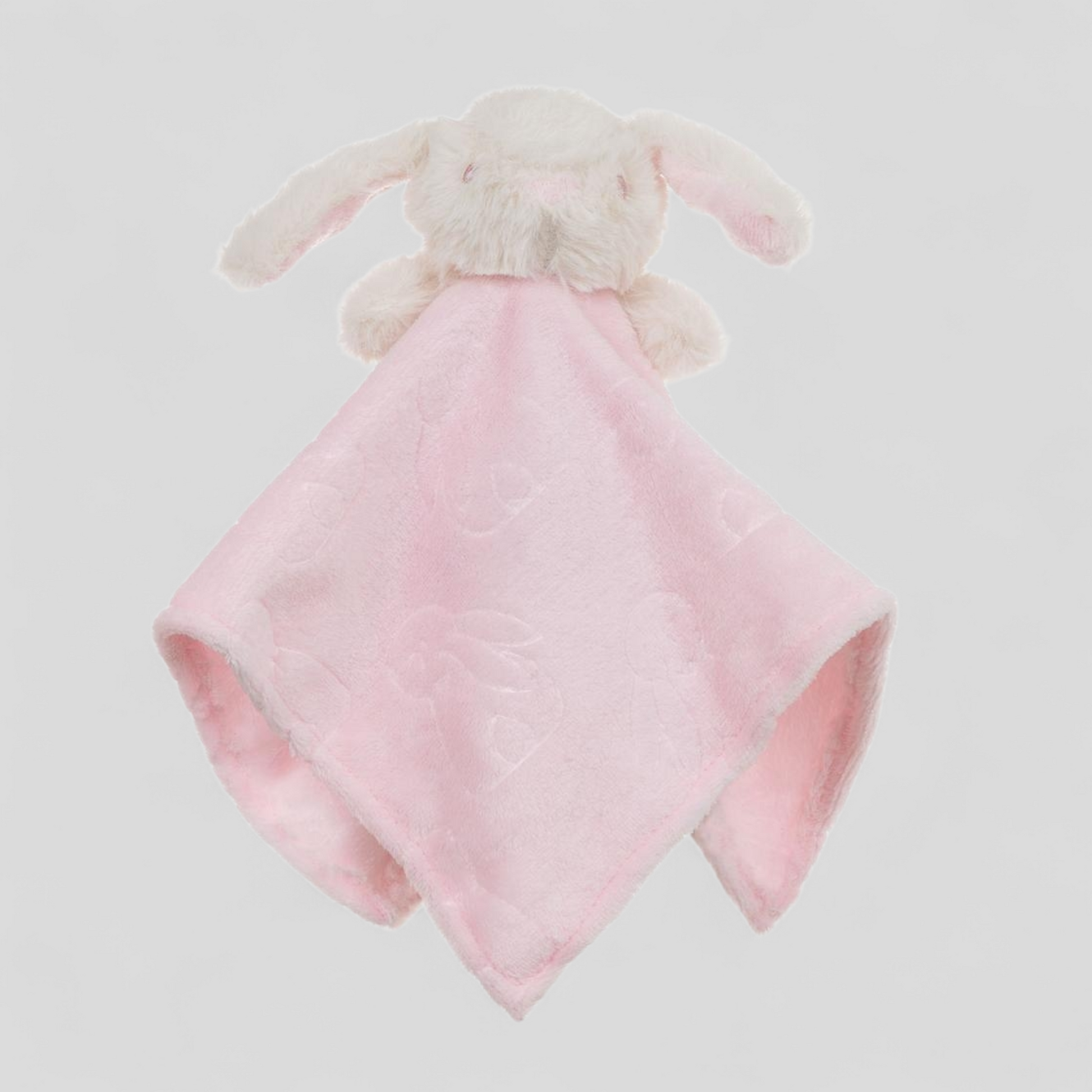 Pink plush bunny baby comforter