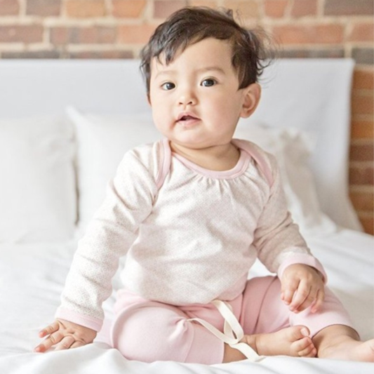 Pink organic cotton long sleeve baby top 0–3 months, newborn baby girl clothing for baby gift hampers