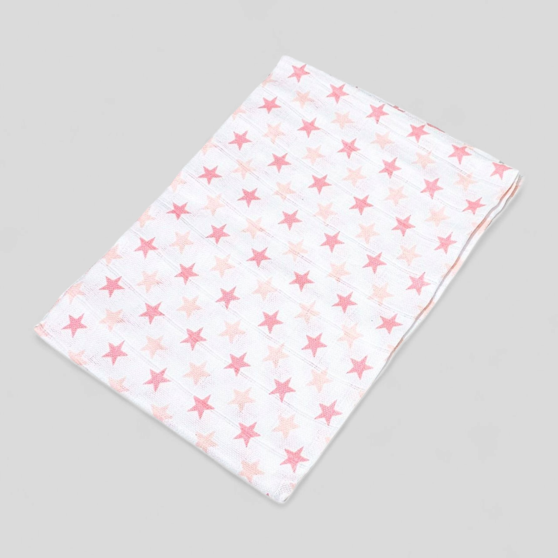 Pink Star muslin square – 100% cotton baby cloth and infant gift