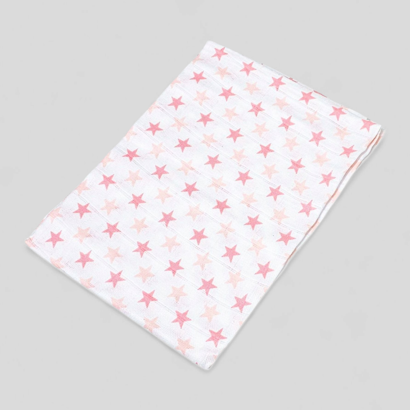 Pink Star muslin square – 100% cotton baby cloth and infant gift