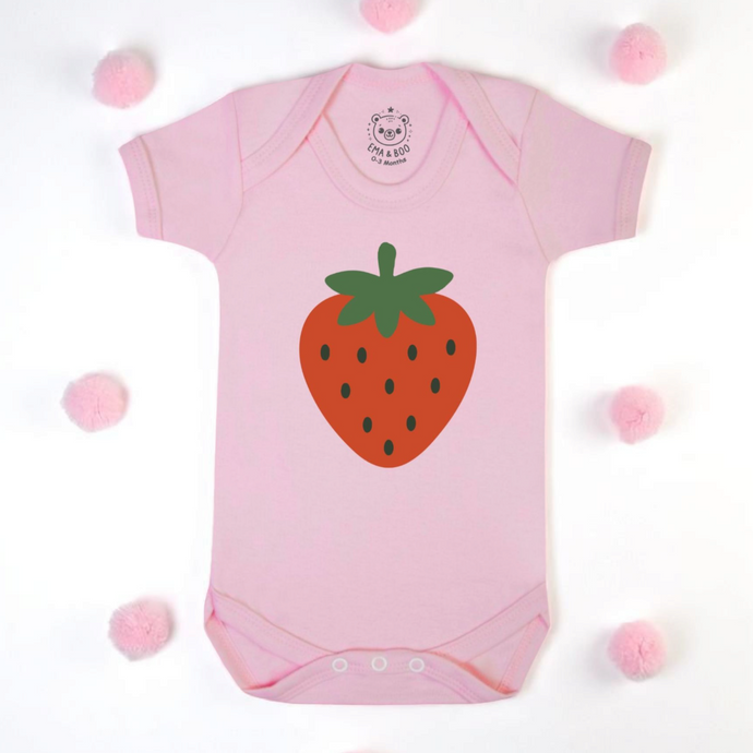 Pink Strawberry Baby Bodysuit