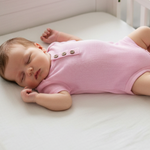 Envelope Neck Ribbed Bodysuit 0-3 Months, Pink