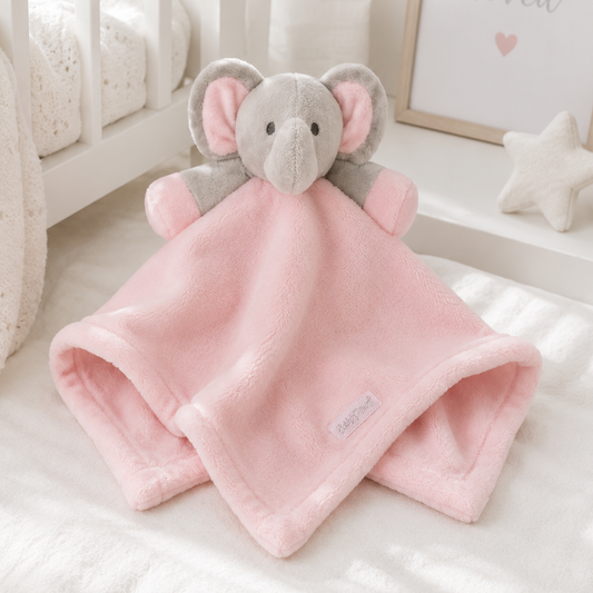 Newborn girl gift – pink elephant comforter