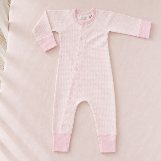 Pink Organic Cotton Baby Romper – 0–3 Months