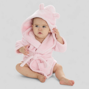 Pink Plush Baby Dressing Gown | Soft Baby Bathrobe – Ema and Boo