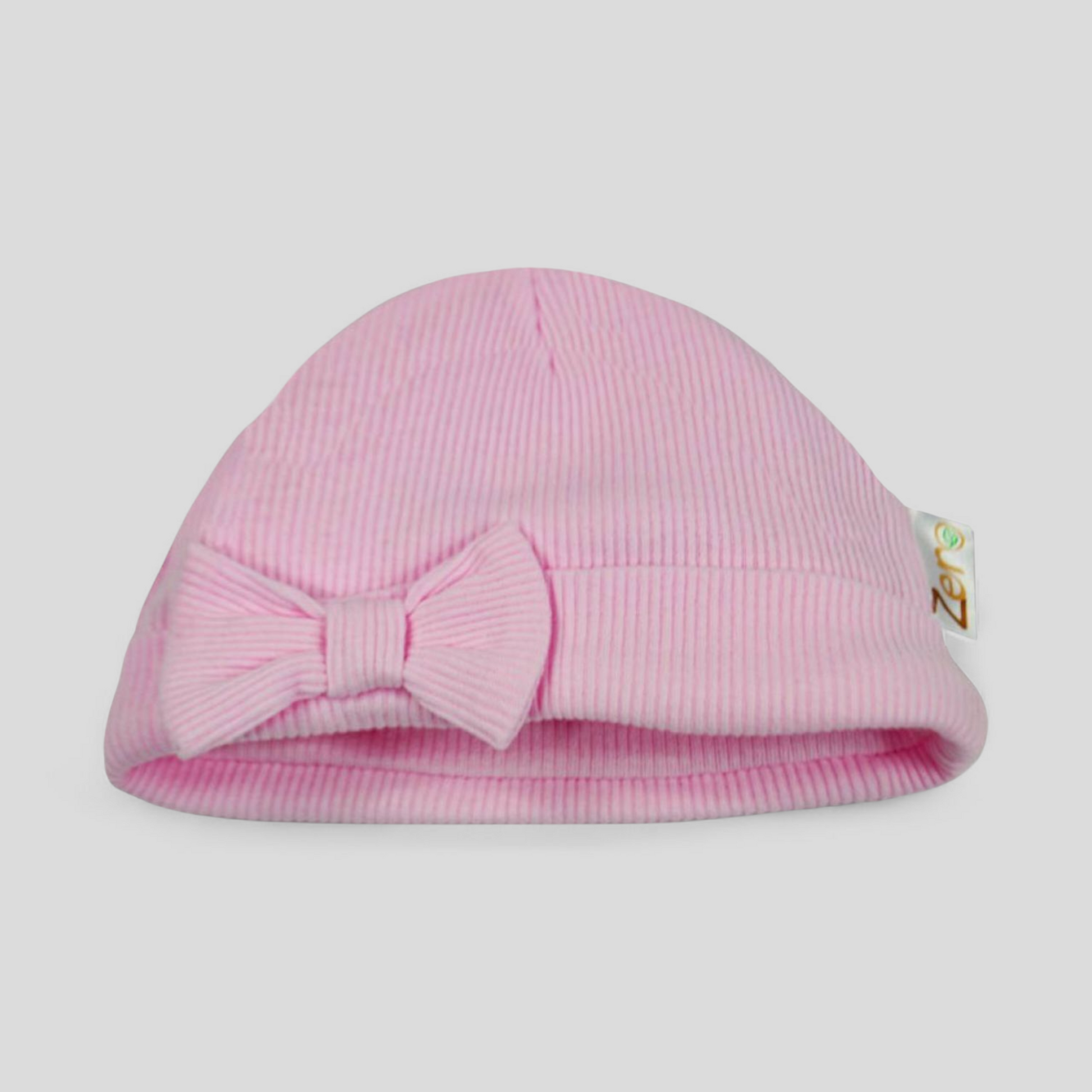 Ribbed Baby Pink Hat with a  Bow