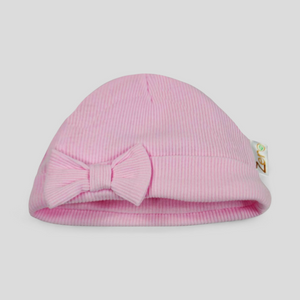 Ribbed Baby Pink Hat with a  Bow