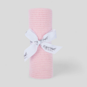 Pink cotton cellular baby blanket – soft newborn gift for baby girls