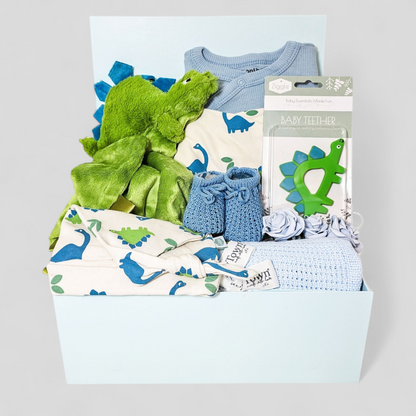 Roarsome Snuggles baby boy hamper – dinosaur-themed baby gift box with newborn essentials