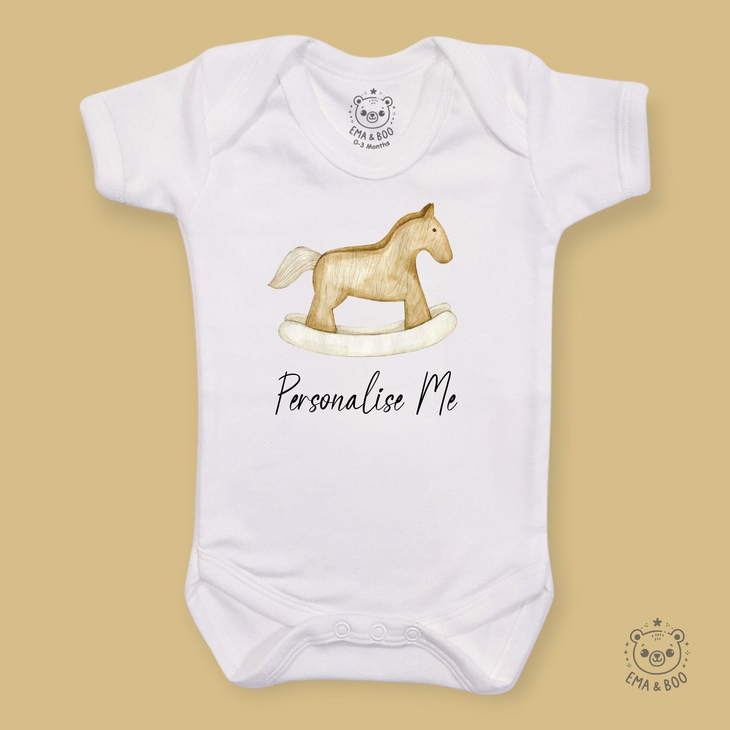 Personalised Baby Bodysuits - Rocking Horse