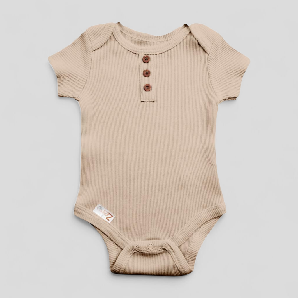 Envelope Neck Ribbed Bodysuit 0-3 Months, Caramel
