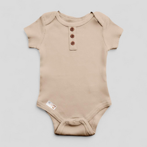 Envelope Neck Ribbed Bodysuit 0-3 Months, Caramel