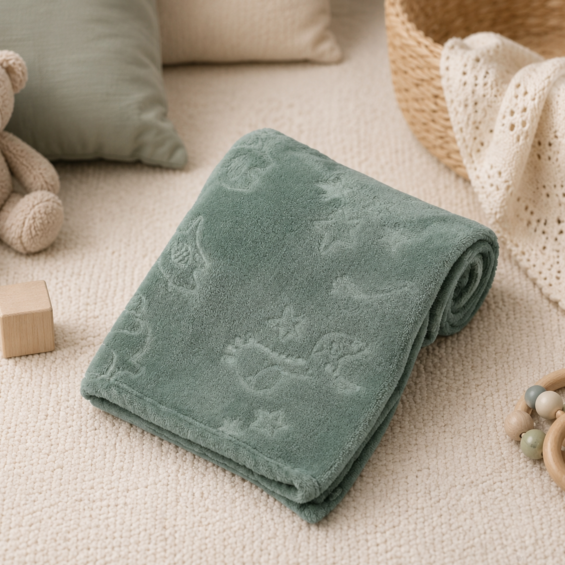 Sage Animal Baby Blanket | Neutral Newborn Blanket