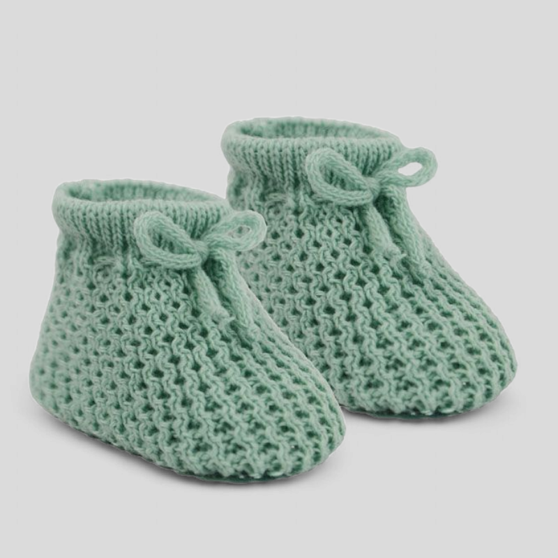 Sage green baby booties – unisex baby gift in soft modern colour