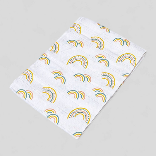 Scandi Rainbow muslin square – 100% cotton baby cloth and infant gift