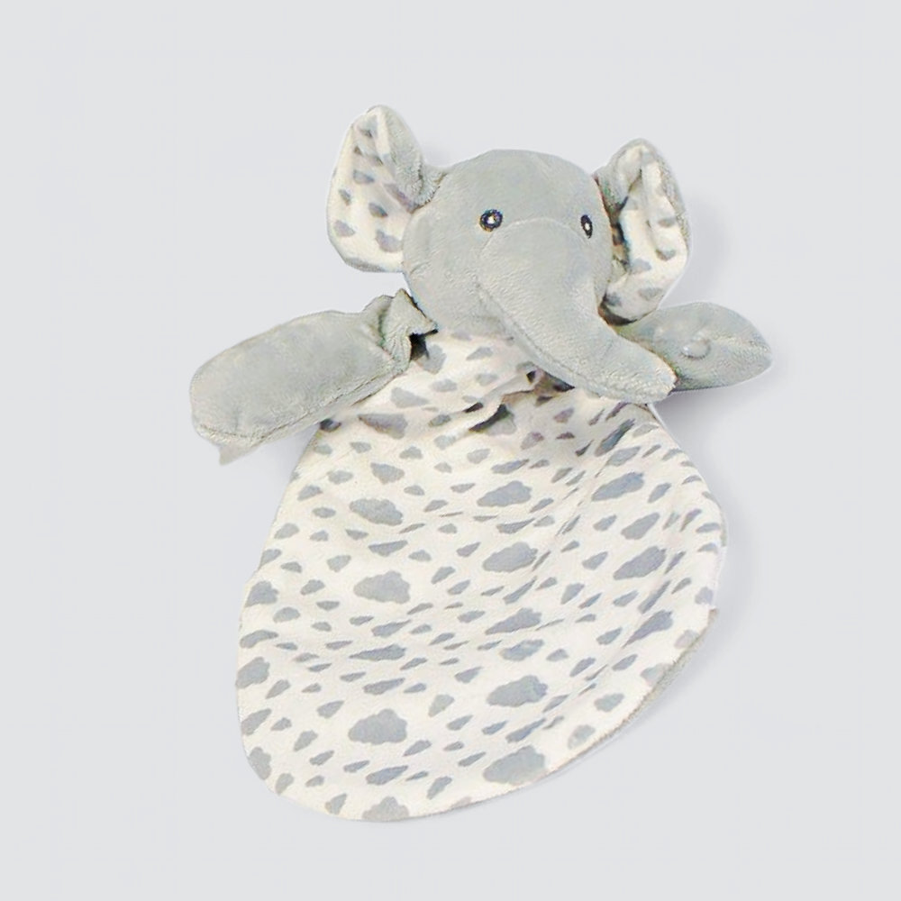 Grey Plush elephant crickle baby comforter, unisex baby toys
