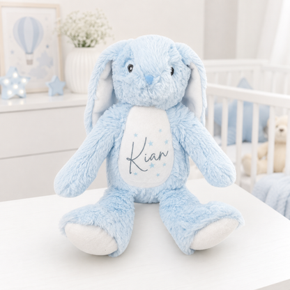 Personalised Blue Plush Bunny - Newborn Gifts