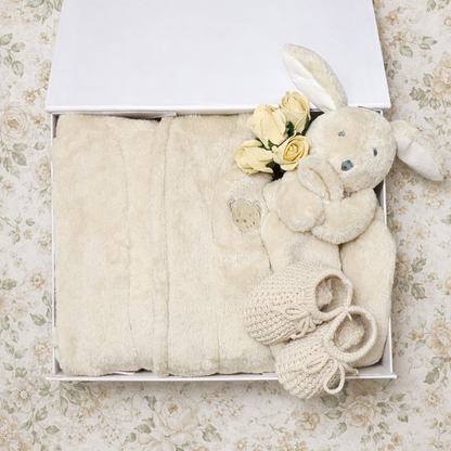 Neutral newborn baby gift box in toffee colour