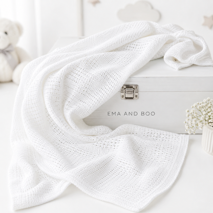 white cellular baby blanket breathable cotton newborn essential soft baby blanket uk
