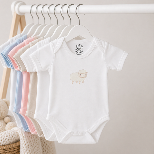 white baby lamb bodysuit cotton newborn baby clothes uk baby gift
