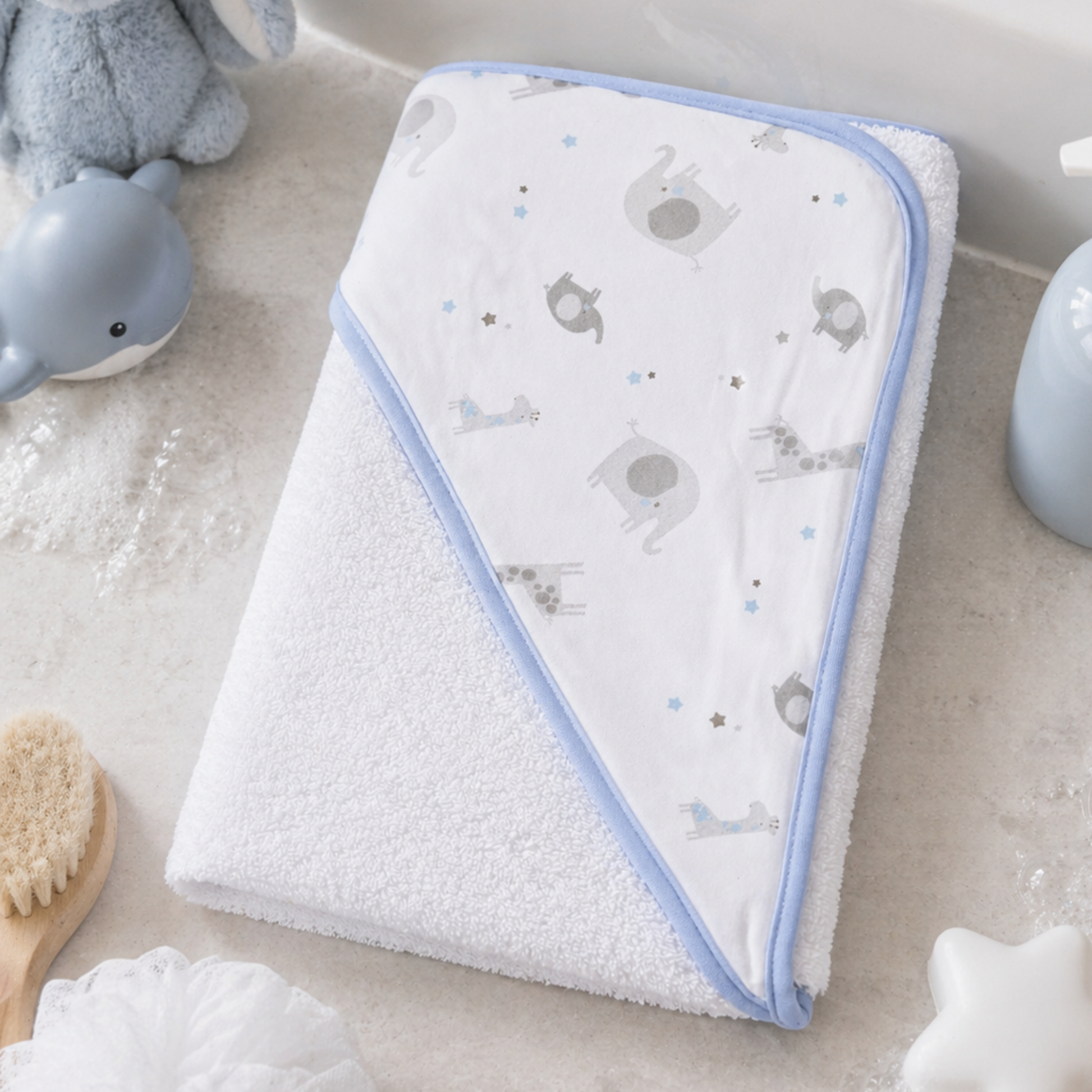 Blue safari hooded baby towel cotton newborn bath towel gift