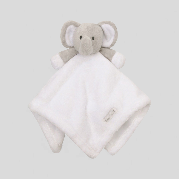White and grey elephant baby comforter – soft plush newborn comfort toy
