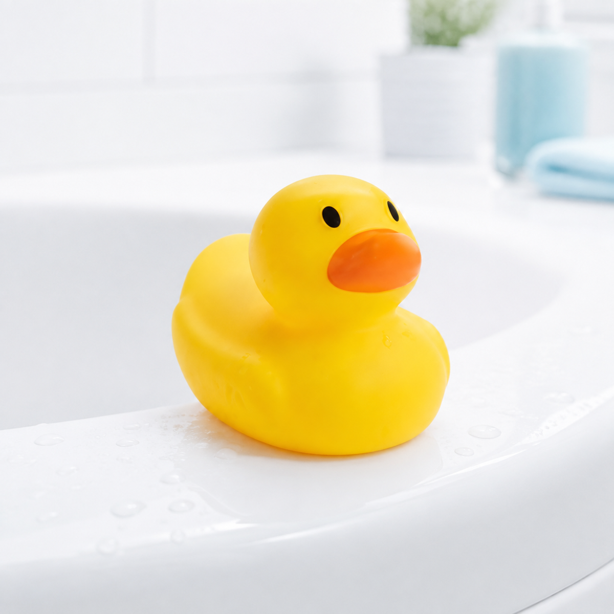 Yellow White Hot baby bath safety duck with temperature indicator for checking bath water