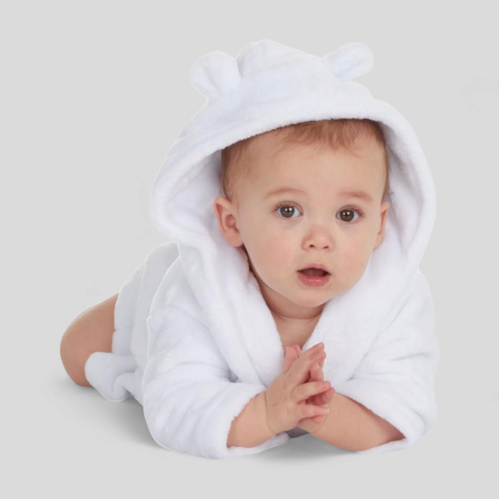 White Plush Baby Dressing Gown | Unisex Baby Bathrobe
