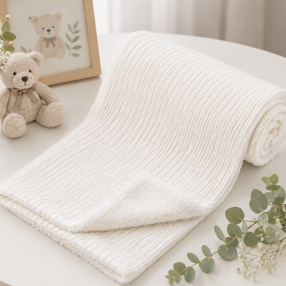 White Chenille Cellular Baby Blanket - Newborn Baby Gifts