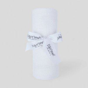 White cotton cellular baby blanket – soft breathable newborn essential

