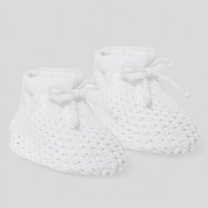 White baby booties – soft unisex newborn gift for baby boys or girls