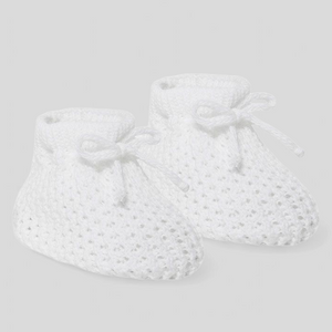 White baby booties – soft unisex newborn gift for baby boys or girls