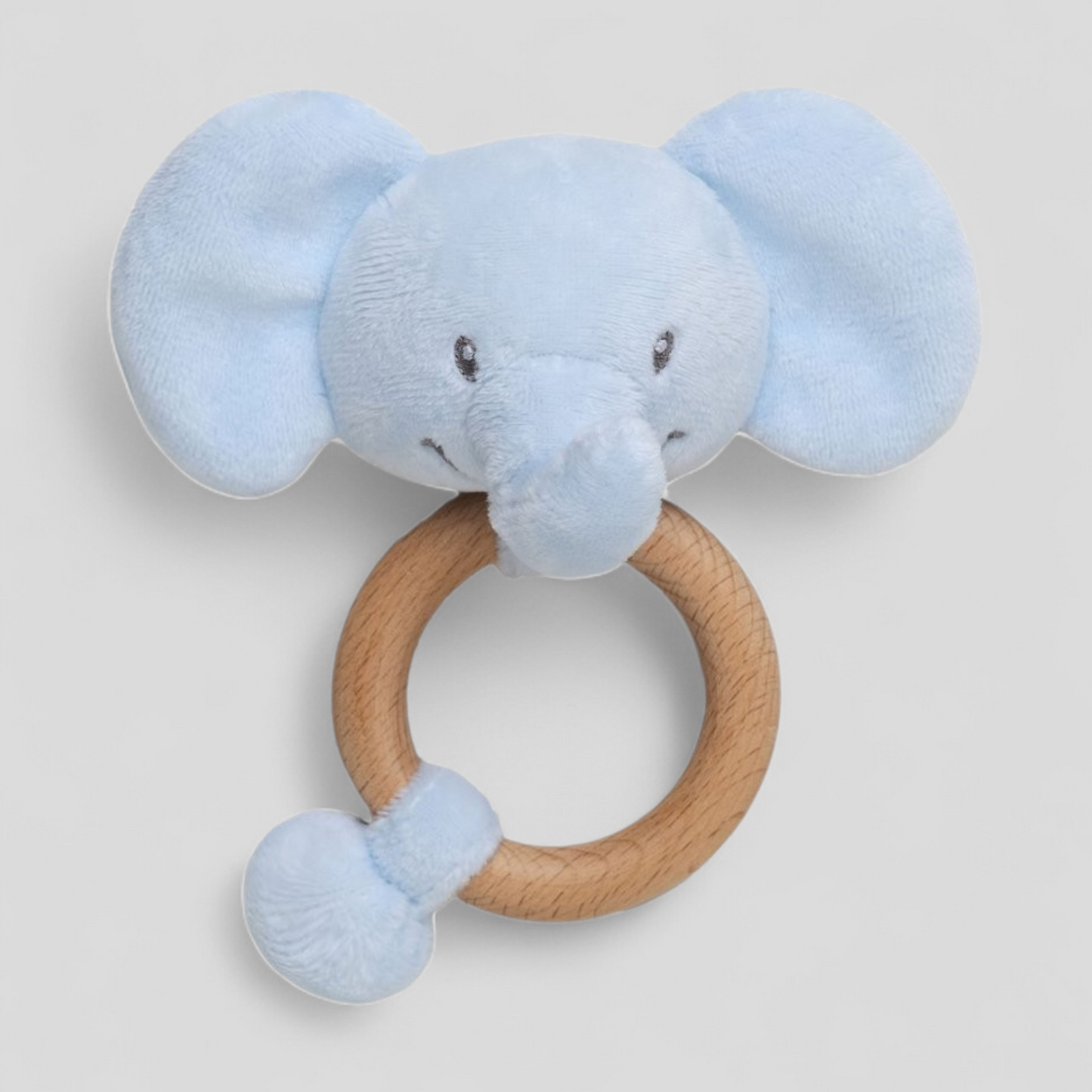 Wooden ring elephant baby rattle toy