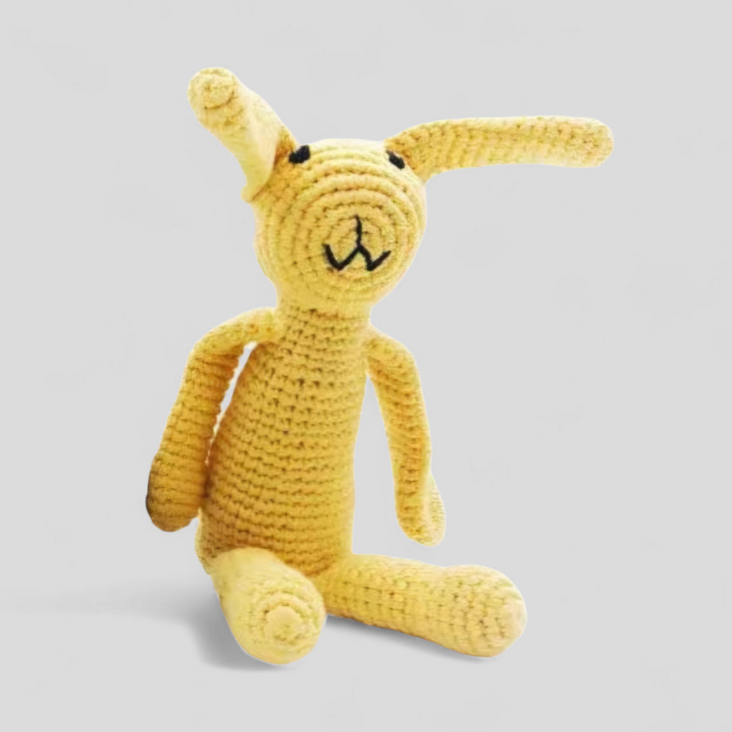 Yellow crochet bunny toy